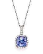 Tanzanite And Diamond Pendant Necklace In 14k White Gold, 16