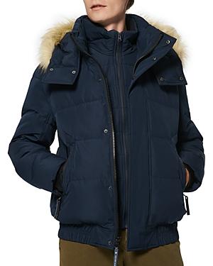 Andrew Marc Umbra Faux Fur Trim Hooded 28 Bomber Puffer Jacket