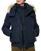 Andrew Marc Umbra Faux Fur Trim Hooded 28 Bomber Puffer Jacket