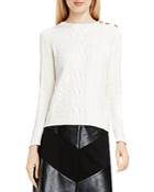 Vince Camuto Button Shoulder Cable Knit Sweater