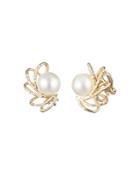 Carolee Caged Spray Cultured Freshwater Pearl Clip-on Earrings