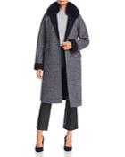 Maximilian Furs Fox Fur-collar Plaid Wool Coat - 100% Exclusive