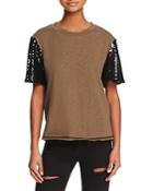 Honey Punch Sequined-sleeve Tee