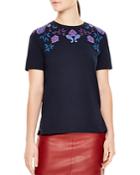 Sandro Brian Floral & Paisley Embroidered Tee