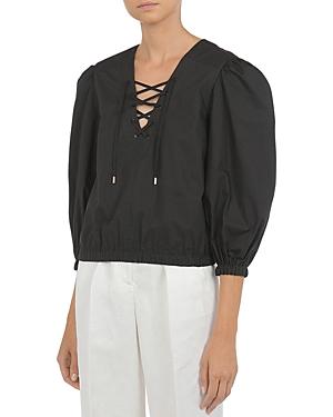 Alberta Ferretti Lace Up V Neck Top