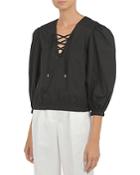 Alberta Ferretti Lace Up V Neck Top