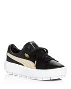 Puma Women's Trace Varsity Leather Lace Up Platform Sneakers