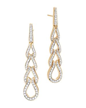 John Hardy 18k Yellow Gold Classic Chain Pave Diamond Long Drop Earrings