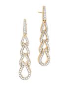 John Hardy 18k Yellow Gold Classic Chain Pave Diamond Long Drop Earrings