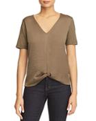Kenneth Cole Knot-front Mixed-media Top