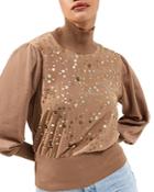 French Connection Star Sequined Mock Neck Top