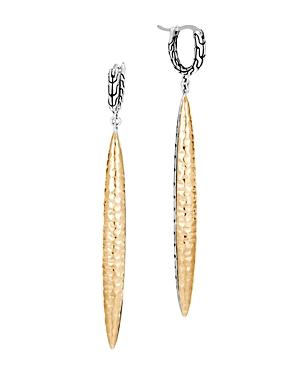 John Hardy Sterling Silver & 18k Bonded Yellow Gold Classic Chain Hammered Drop Earrings