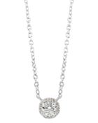 Lightbox Jewelry Lab-grown Diamond Halo Pendant Necklace In Sterling Silver, 0.25 Ct. T.w, 16-18