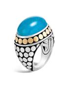 John Hardy Sterling Silver And 18k Bonded Gold Dot Dome Ring With Turquoise