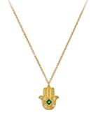 Amrapali Jewels Emerald & Diamond Hamsa Pendant Necklace In 18k Yellow Gold, 18