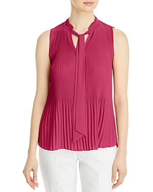 T Tahari Pleated Tie Neck Top