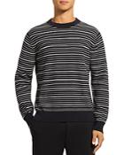 Theory Riland Cotton Striped Slim Fit Crew Sweater