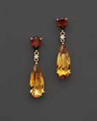 14k Yellow Gold Garnet & Citrine Drop Earrings - 100% Exclusive