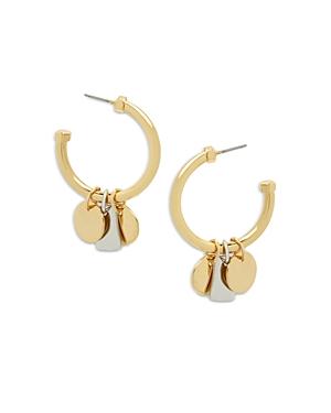 Allsaints Shaky Coin Charm C Hoop Earrings In Silver Tone & Gold Tone