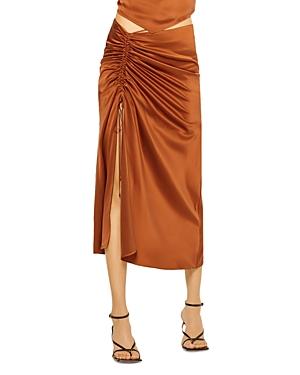 Nicholas Lia Ruched Silk Midi Skirt