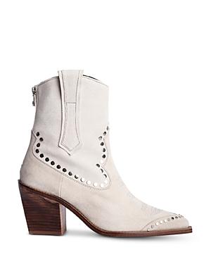Zadig & Voltaire Women's Cara Studded Western Block Heel Booties