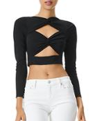 Alice And Olivia Amelie Twist Cutout Cropped Top