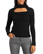 1.state Ribbed Keyhole Sweater