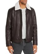 Cole Haan Sherpa Trimmed Leather Jacket