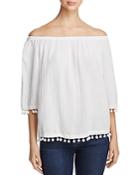 Beachlunchlounge Off-the-shoulder Pom Pom Trim Top - 100% Exclusive