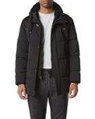 Andrew Marc Hampshire Yeti Tech Quilted Mix Media Jacket With Hooded Bib