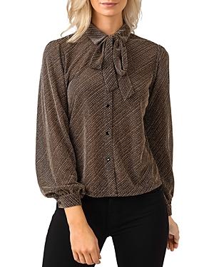 Belldini Metallic Tie Neck Blouse