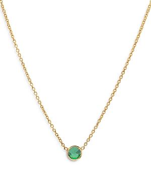 Zoe Lev 14k Yellow Gold Emerald Birthstone Solitaire Pendant Necklace, 16-18