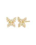 Rachel Reid 14k Yellow Gold Diamond Butterfly Stud Earrings