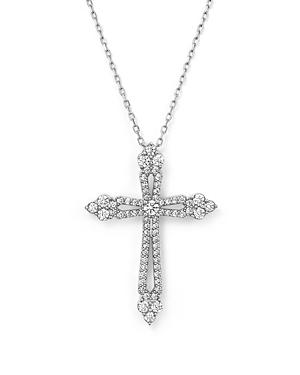 Diamond Cross Pendant Necklace In 14k White Gold, .75 Ct. T.w.