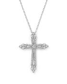 Diamond Cross Pendant Necklace In 14k White Gold, .75 Ct. T.w.