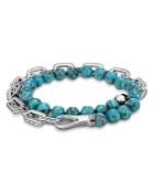 John Hardy Sterling Silver Classic Chain Turquoise With Black Matrix Double Wrap Beaded Bracelet