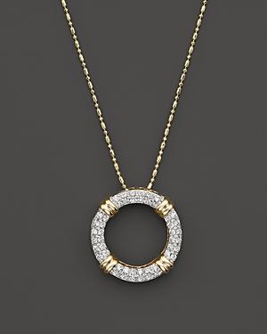 Diamond Circle Pendant Necklace In 14k Yellow Gold, 1.0 Ct. T.w.