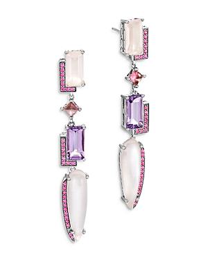 John Hardy Sterling Silver Classic Chain Cahaya Multi Gemstone Drop Earrings