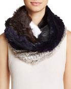 Jocelyn Patchwork Long Hair Rabbit Knitted Infinity Scarf