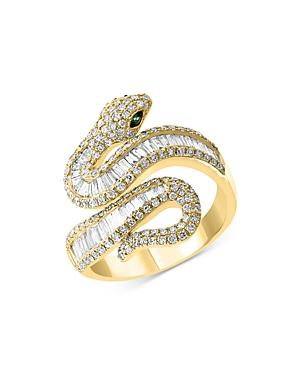 Bloomingdale's Emerald & Diamond Snake Ring In 14k Yellow Gold - 100% Exclusive