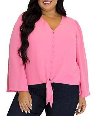 Maree Pour Toi Plus Georgette Tie Front Top