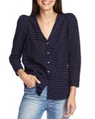 1.state Clip-dot Button-front Blouse