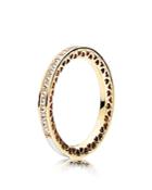 Pandora Ring - 14k Gold, Cubic Zirconia & Enamel Radiant Hearts
