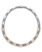 Lagos 18k Rose Gold & Sterling Silver High Bar Smooth & Beaded Statement Necklace, 16-18