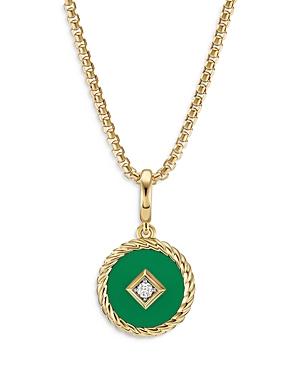 David Yurman Cable Collectibles Emerald Green Enamel Charm With Diamond