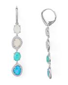 Nadri Isola Multi Stone With Reconstituted Turquoise Doublet Linear Earrings