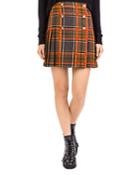 The Kooples Earth Pleated Plaid Button-up Skirt