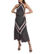 Reiss Eline Scarf Print Halter Dress