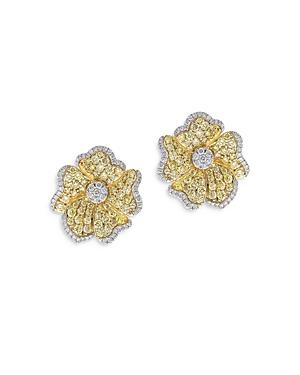 Bloomingdale's Yellow & White Diamond Flower Stud Earrings In 14k White & Yellow Gold, 4.4 Ct. T.w. - 100% Exclusive