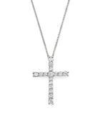Diamond Cross Pendant Necklace In 14k White Gold, 1.50 Ct. T.w.
